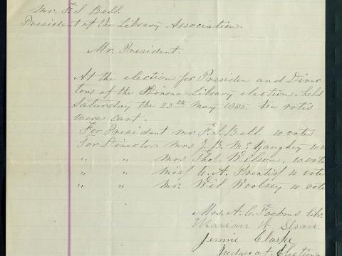 Winona Library Association Board of Directors election results, 1885 