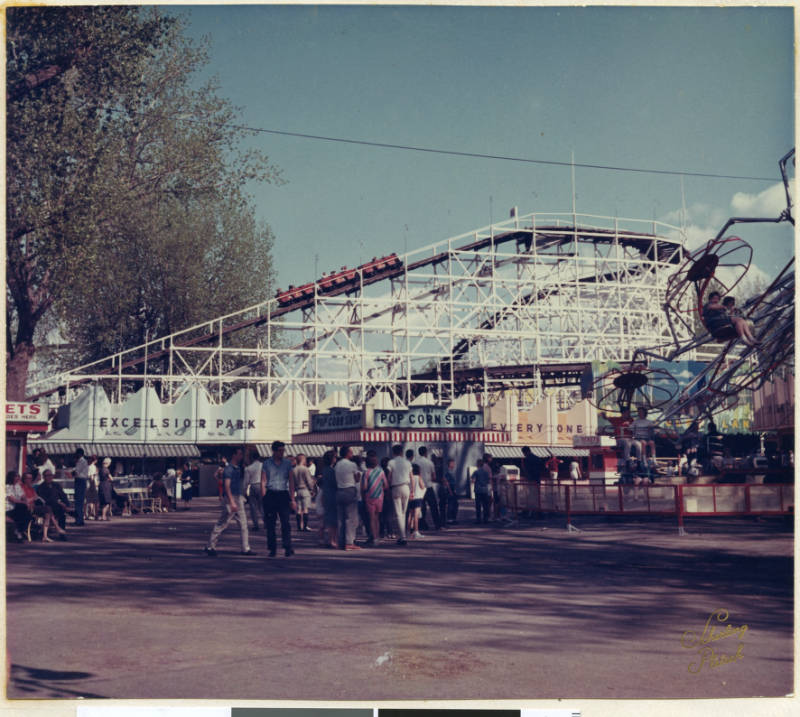 Roller coaster and popcorn stand, Excelsior Amusement Park, Excelsior, Minnesota