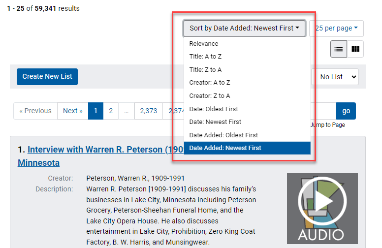 Highlighting sorting by the most recently added items by selecting "Date Added: Newest First."