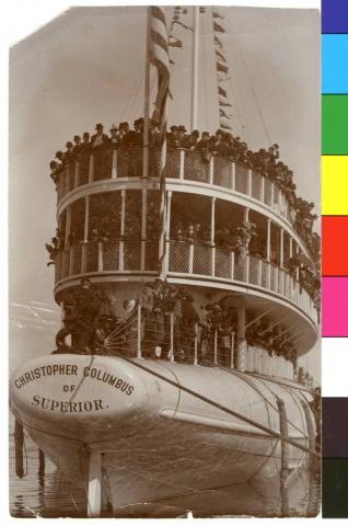 Whaleback "Christopher Columbus" with passengers, Duluth, Minnesota
