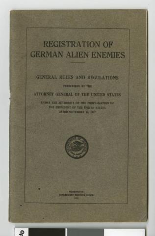 Registration of German Alien Enemies, General Rules and Regulations