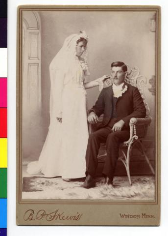Belle Sogge and Arthur E. Johnson on their wedding day in Windom, Minnesota