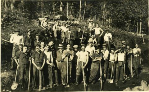 Tree planting Civilian Conservation Corps crew posed for photo, Minnesota