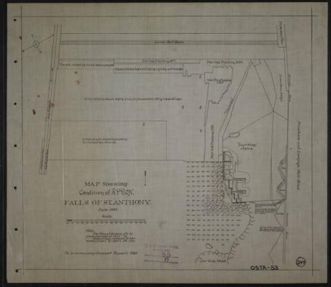 Map Showing Condition of Apron, Falls of St. Anthony, Minneapolis, Minnesota