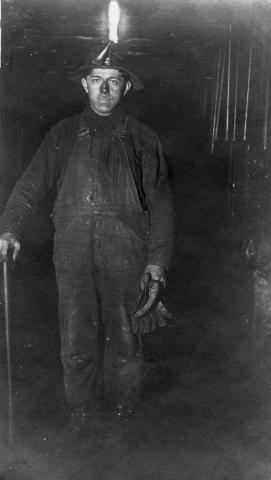 Underground miner in a shaft, northern Minnesota