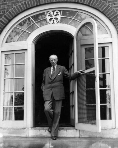 Sinclair Lewis at the door to his home in Duluth, 1944