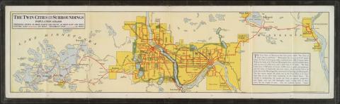 The Twin Cities and Surroundings map of transportation systems, 1915, Minneapolis and St. Paul, Minnesota