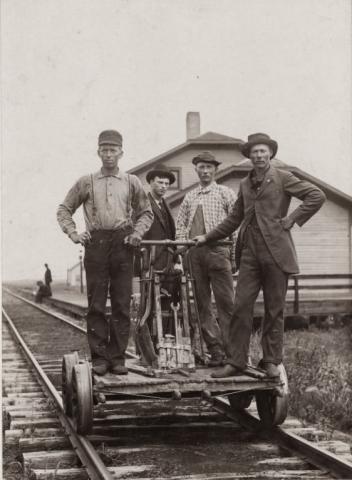 Railroad handcart on the Soo Line Railroad, Becker County, Minnesota