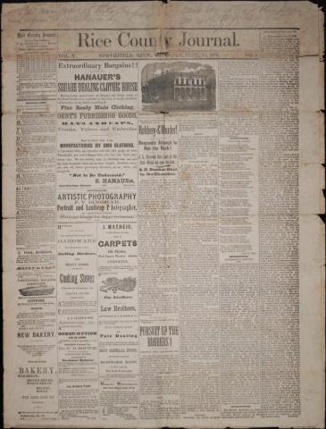 Rice County Journal newspaper, Sept. 14, 1876