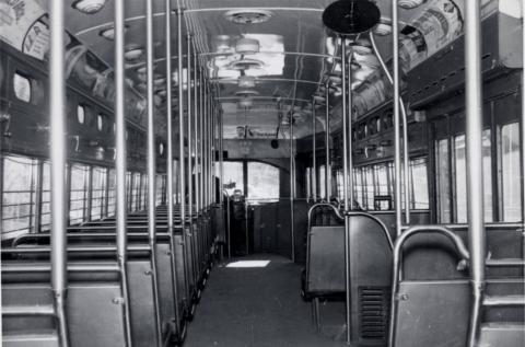 Interior of PCC streetcar, Twin Cities, Minnesota