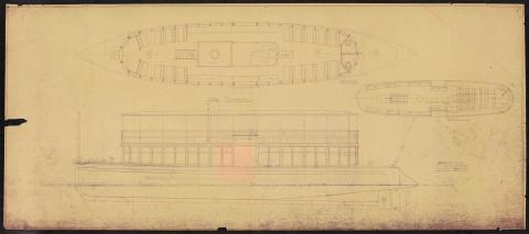 Architectural drawing for 73 foot Express Boat "Excelsior" on Lake Minnetonka, Minnesota
