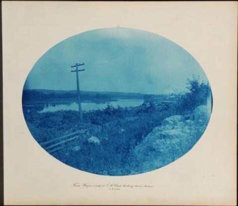 From wagon road at S. [South] St. Paul, looking down stream, L. W. [Low water], 1890