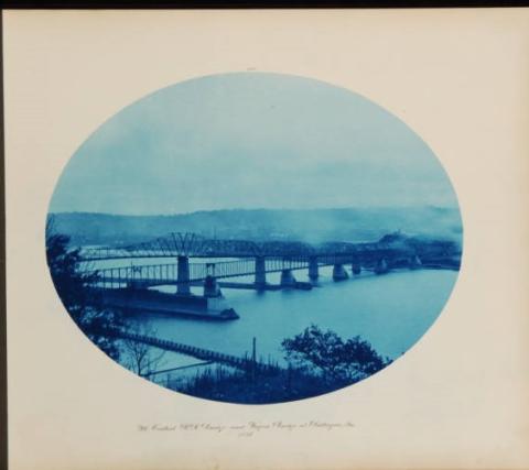 Illinois Central Railroad Bridge and Wagon Bridge at Dubuque, Ia. [Iowa], 1891