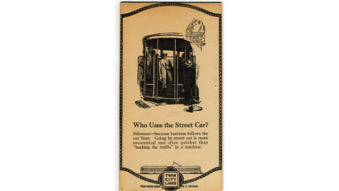 "Who Uses the Street Car?" advertisement, Twin City Lines