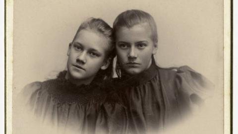 Portrait of Lillian Turnblad, on right, with her cousin Brita Jonsson
