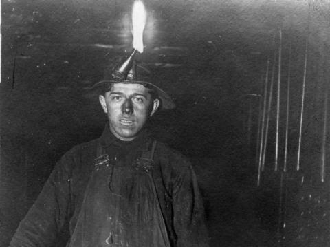 Underground miner in a shaft