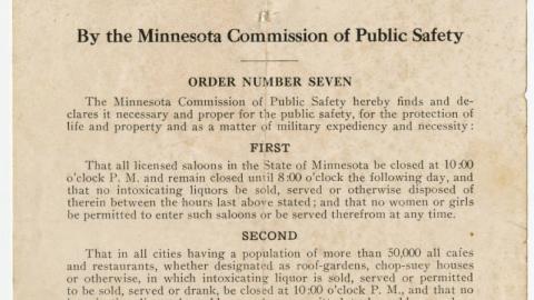 Order Number Seven from the Minnesota Commission of Public Safety