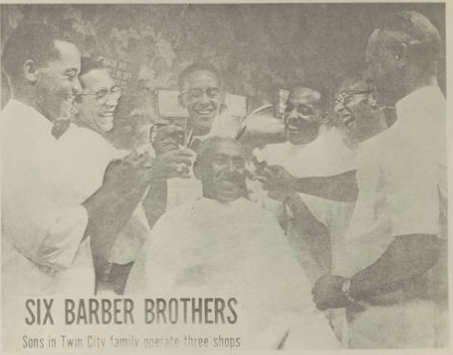 Photo advertising the Six Barber Brothers in the Rondo neighborhood