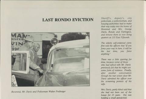 "Last Rondo Eviction" article text and photo