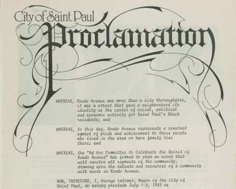 City of Saint Paul proclamation certificate