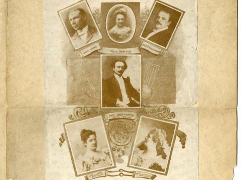Collage of portraits from a printed program