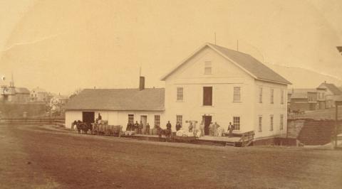 Grist mill with employees