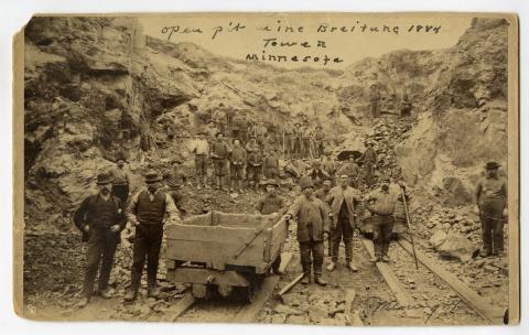 Miners in the Breitung pit iron mine