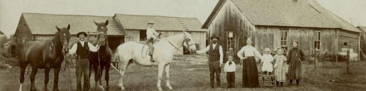 Abraham Mellinen, first licensed lay minister of the town of Thomson, on his farmstead, Thomson Township, Carlton County, Minnesota