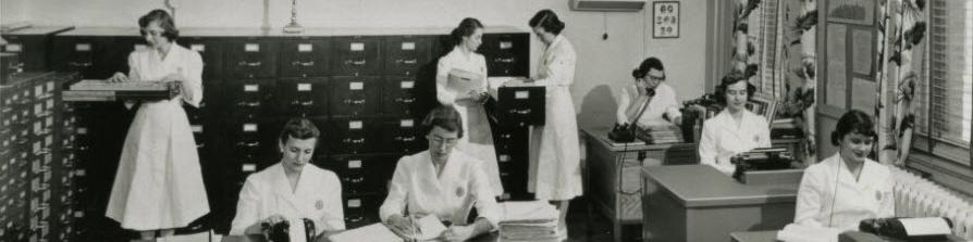 Medical records students at St. Mary's Hospital at The College of St. Scholastica, Duluth, Minnesota