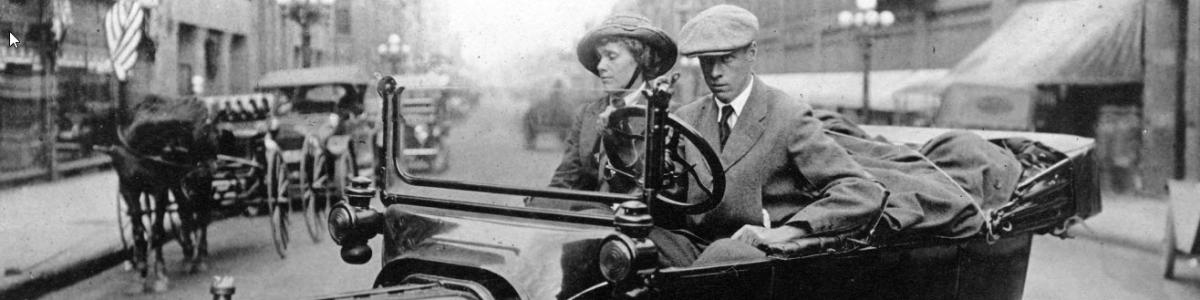 Sinclair Lewis and Grace Hegger Lewis travel in a car, unknown location