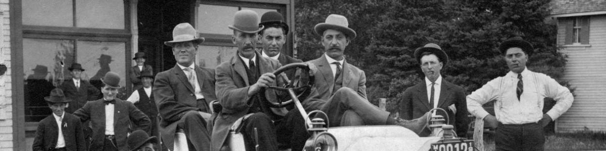 Four men in a Buick, Lake Henry Township, Minnesota