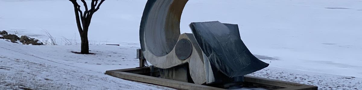 "The Wave," a sculpture on the shore of Lake Pepin, celebrates the invention of water skiing. Image by Terri Orth.