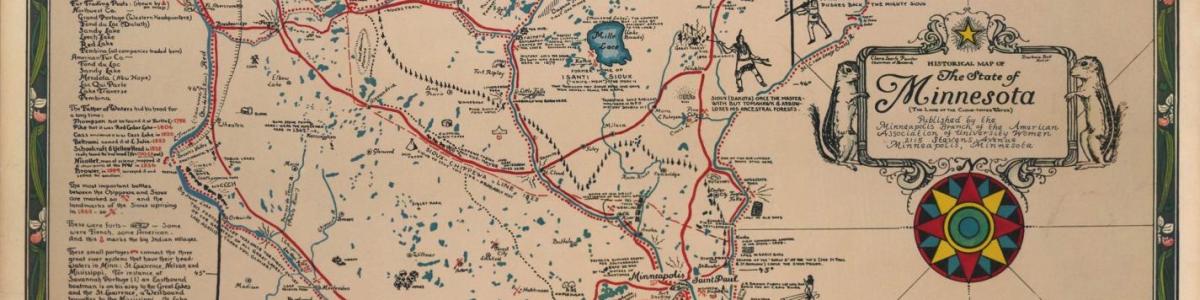 Detail of a Historical Map of the State of Minnesota