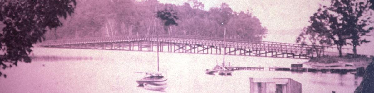 Bridge to Manitou Island from north, White Bear Lake, Minnesota