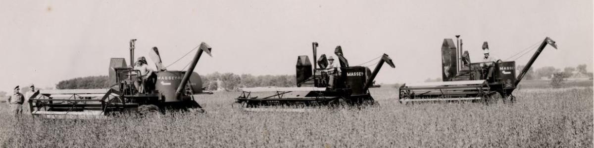 Combining soybeans on the Torkelson Brothers Farm, St. James, Minnesota