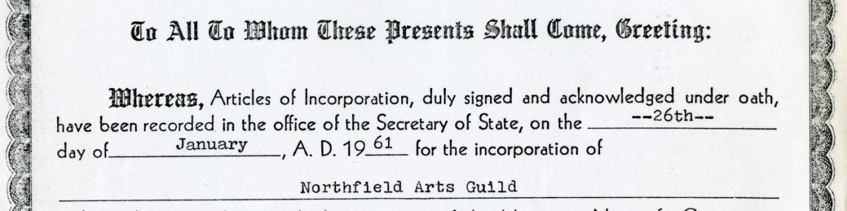Northfield Arts Guild Articles of Incorporation, Northfield, Minnesota