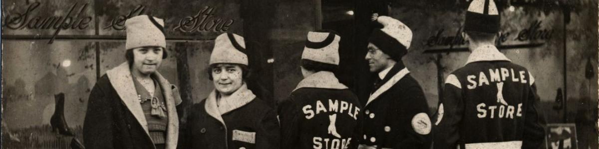 Sample Shoe Store employees dressed for the Winter Carnival , Mankato, Minnesota