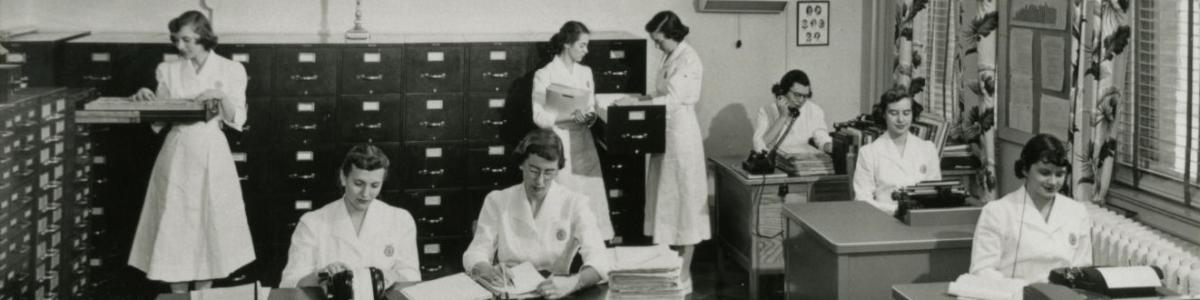 Medical records students at St. Mary's Hospital at The College of St. Scholastica, Duluth, Minnesota