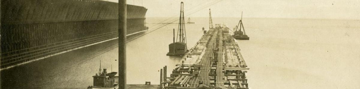 Construction of Ore Dock Six in Agate Bay, Two Harbors, Minnesota